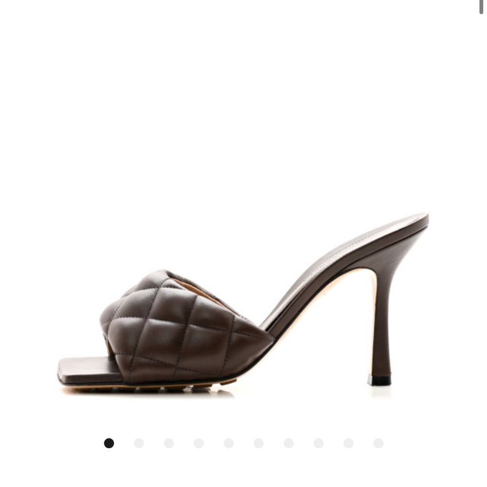 Nappa Matelasse Padded Mule Sandals 37.5 Chocolate